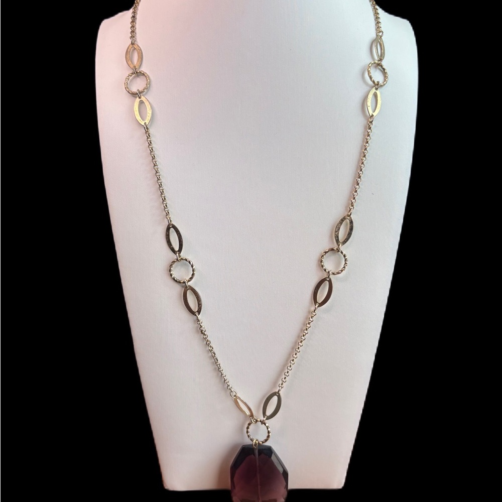 VTG Rachel Gold and Purple Teardrop Pendant Necklace